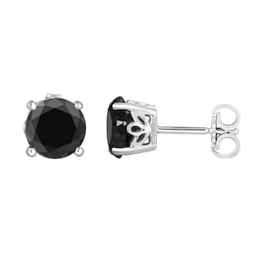 Platinum Black Diamond Stud Earrings, Black Diamond Earrings, 2.14 Carat Handmade Gallery Designs