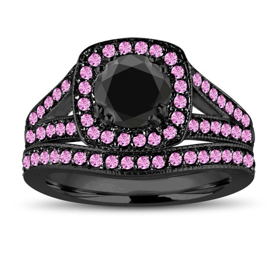 Pink sapphire store wedding set