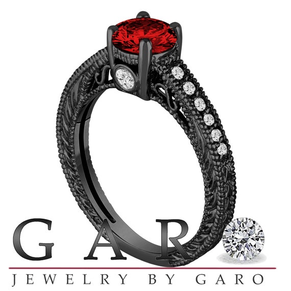 Red diamond engagement deals ring