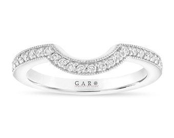 Diamond Curve Wedding Band 14K White Gold or Rose Gold or Yellow Gold or Black Gold 0.24 Carat Pave Unique Handmade Certified