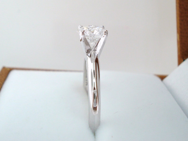 Solitaire Diamond Engagement Ring 0.50 Carat 14K White Gold Certified Handmade image 2