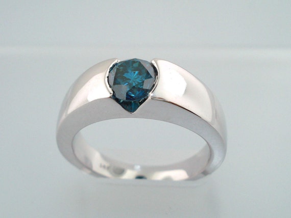 2.51ct Men's Blue Diamond Bezel-Set Solitaire Pinky Ring