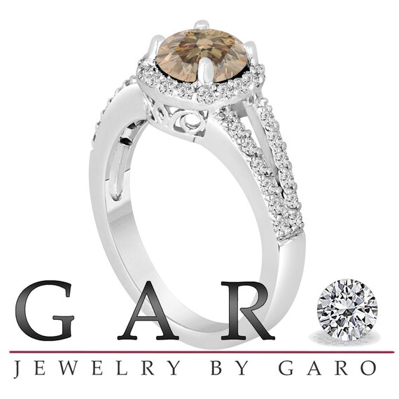 Champagne diamond ring white gold discount