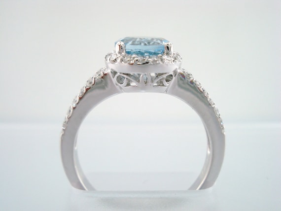 Platinum aquamarine engagement ring sale