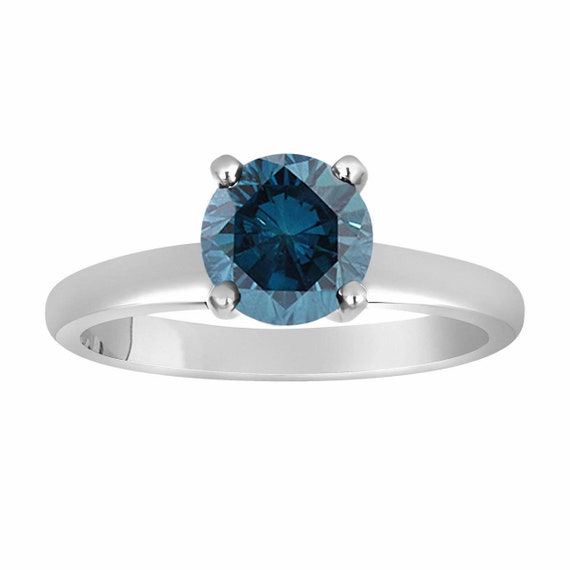1 Carat Blue Diamond Solitaire Engagement Ring Platinum Fancy