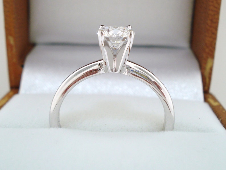 Solitaire Diamond Engagement Ring 0.50 Carat 14K White Gold Certified Handmade image 3