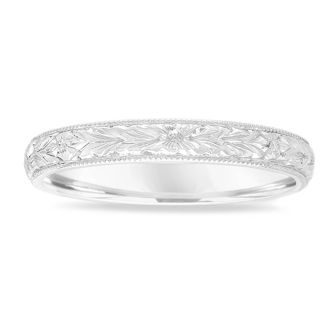 Hand Engraved Wedding Band Platinum Filigree Wedding Ring | Etsy