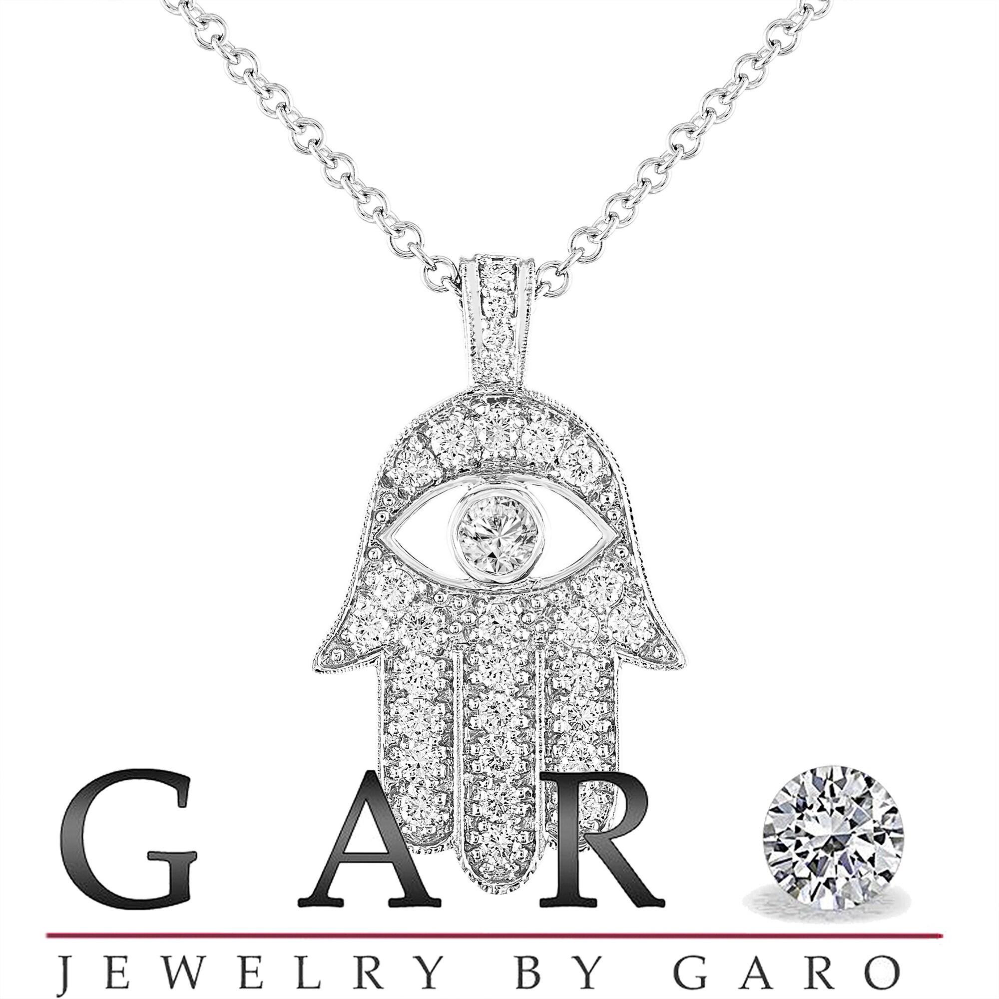 Hamsa hand diamond sale pendant