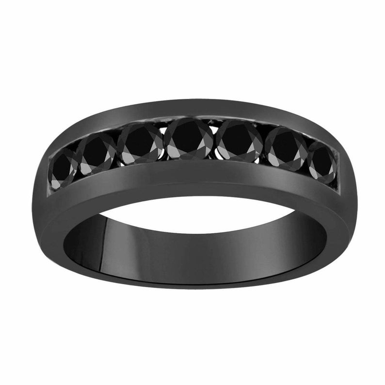 3 Carat His and Hers Wedding Bands Unique Black Diamond - Etsy