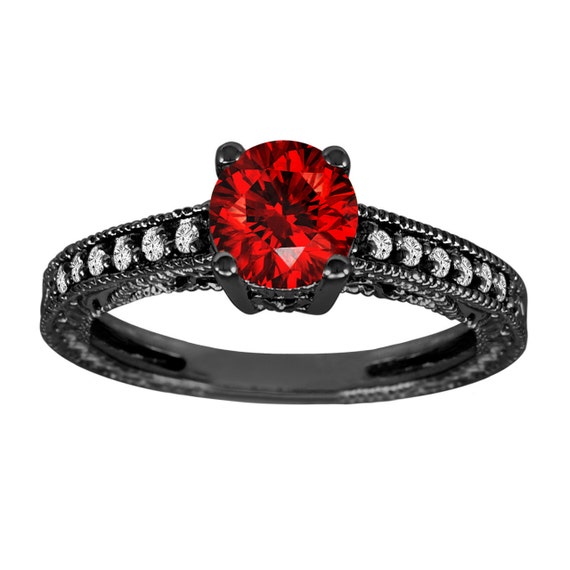 Red diamond cheap engagement ring