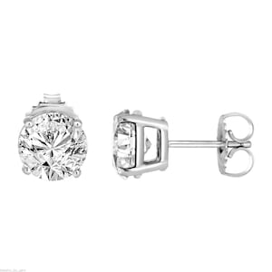 1 Carat Natural Diamond Stud Earrings 14K White Gold or Yellow Gold Handmade Gia Certified