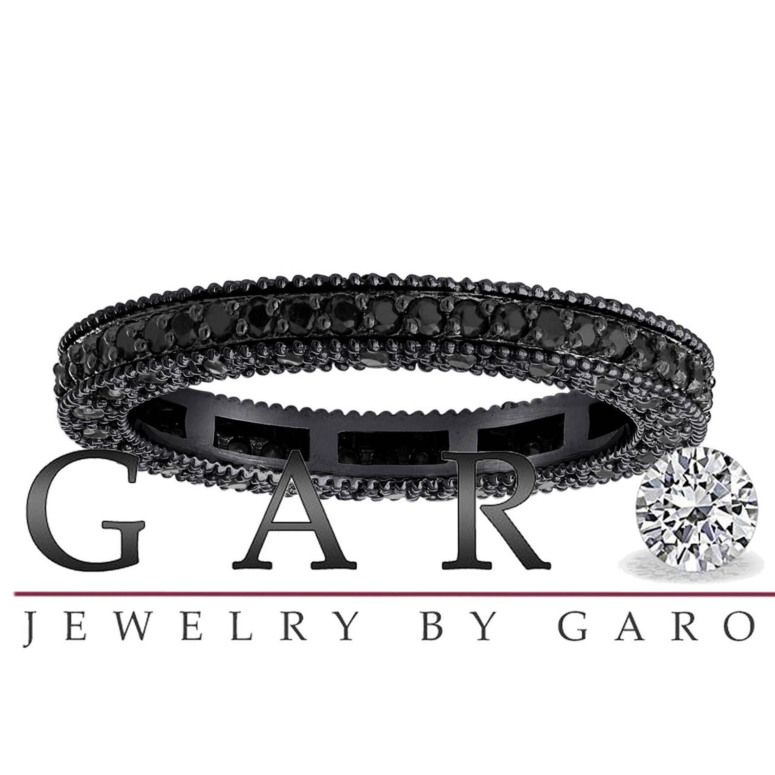 His and Hers Wedding Bands Unique Black Diamond Matching Etsy