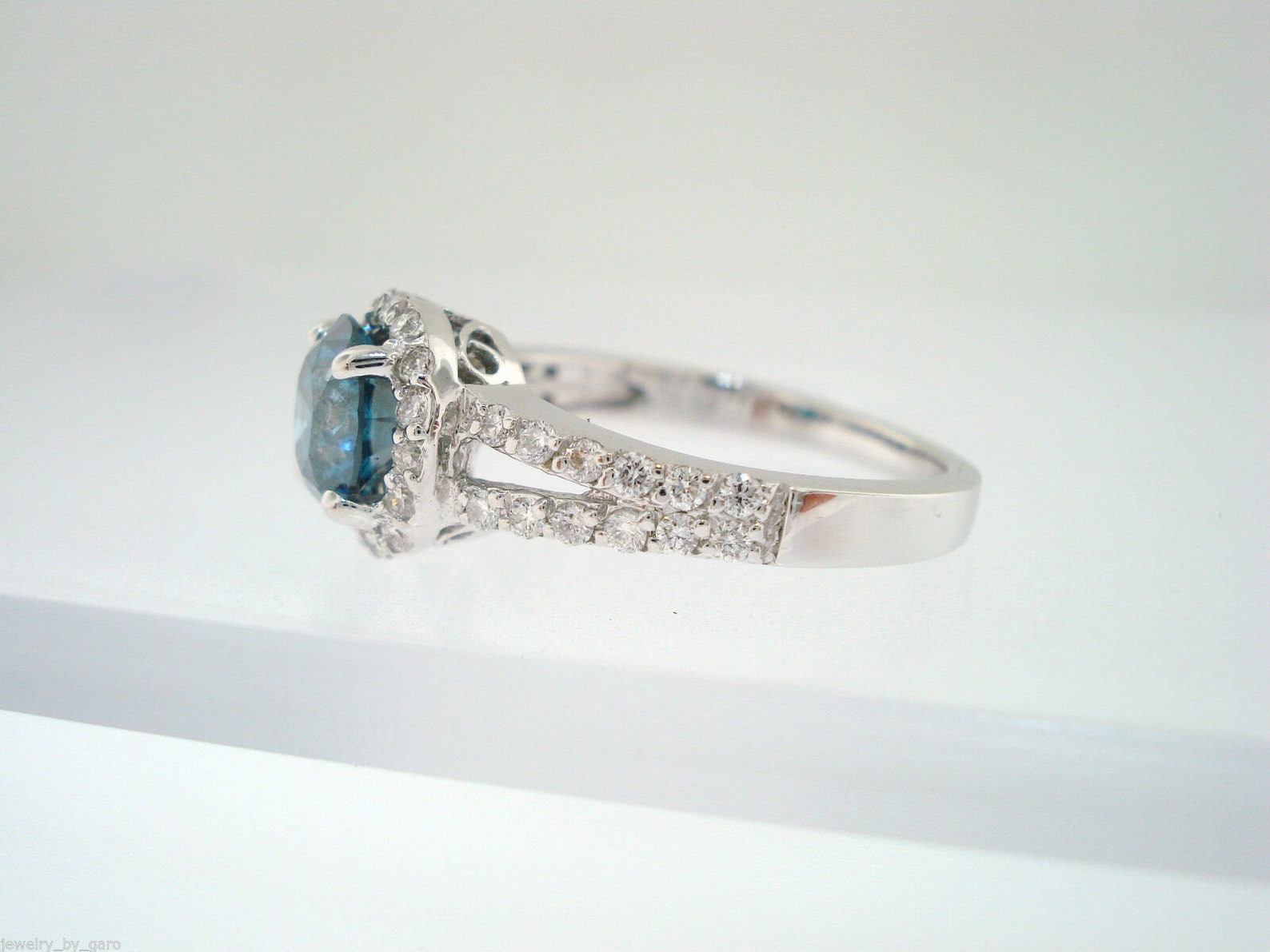 Platinum Blue Diamond Engagement Ring Wedding Ring Bridal - Etsy