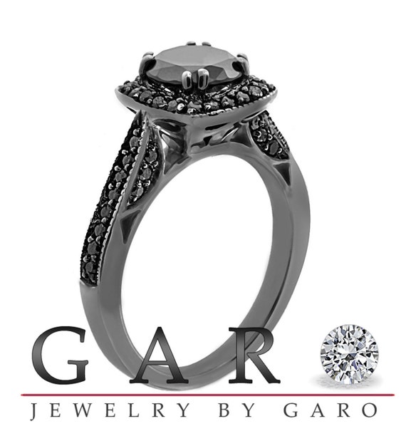 Vintage style black cheap diamond engagement rings