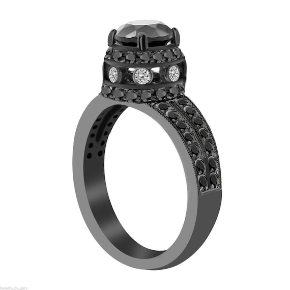 Vintage style black diamond engagement rings hotsell