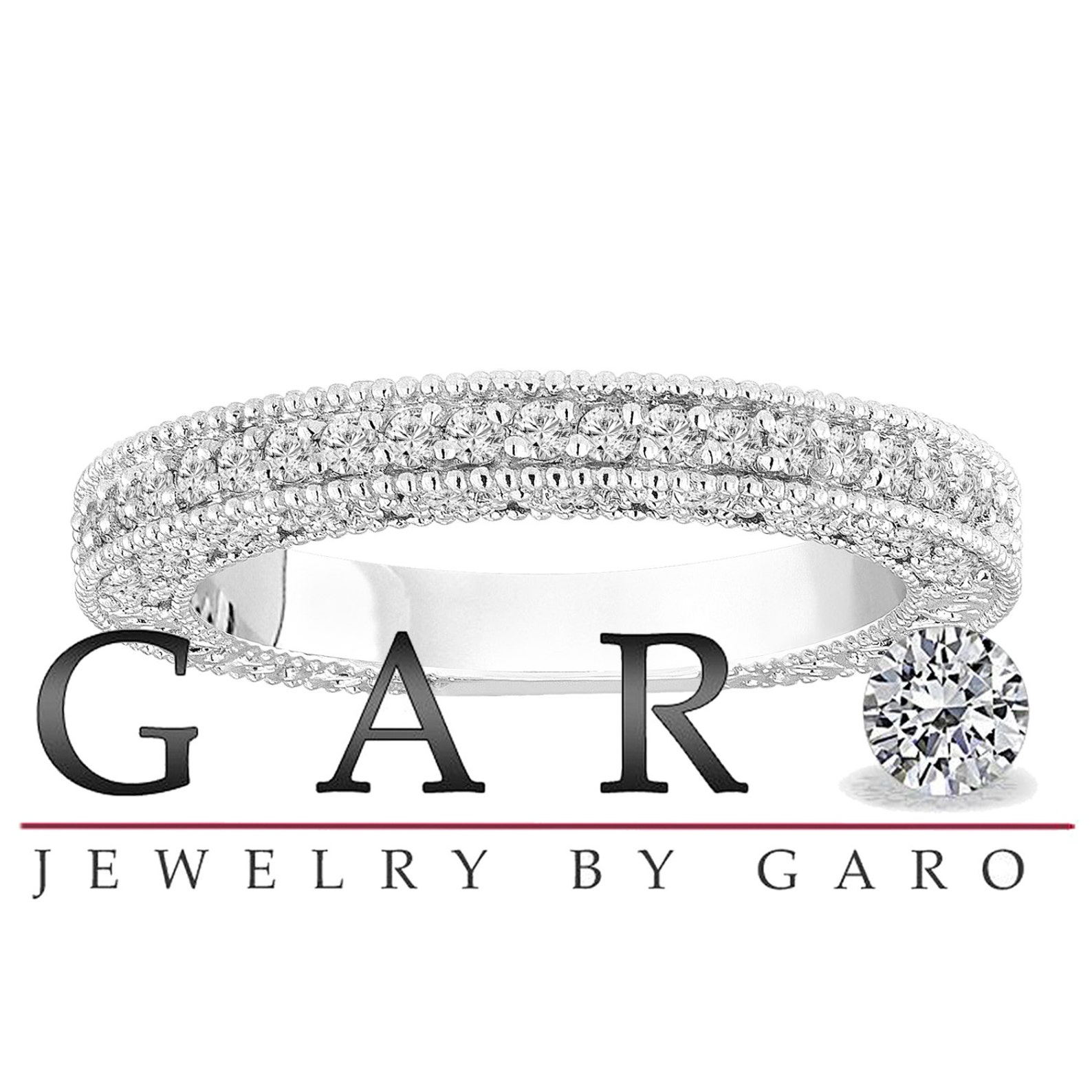 Unique Diamond Wedding Band Vintage Diamond Wedding Ring Etsy