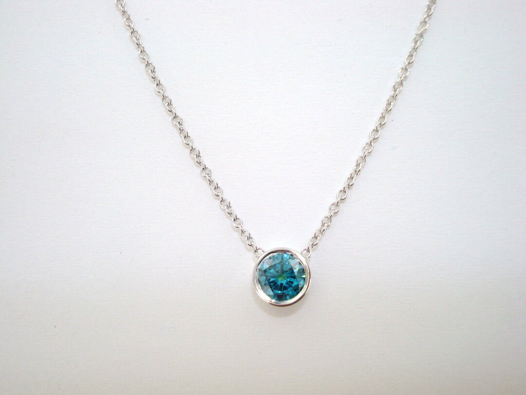 Fancy Blue Diamond Pendant. Diamond by the Yard Solitaire Pendant ...