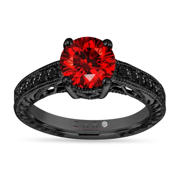 1.67 Carat Red Diamond Engagement Ring, Fancy Red Diamond Wedding Ring, 14K  Black Gold Unique Certified Handmade - Etsy Norway