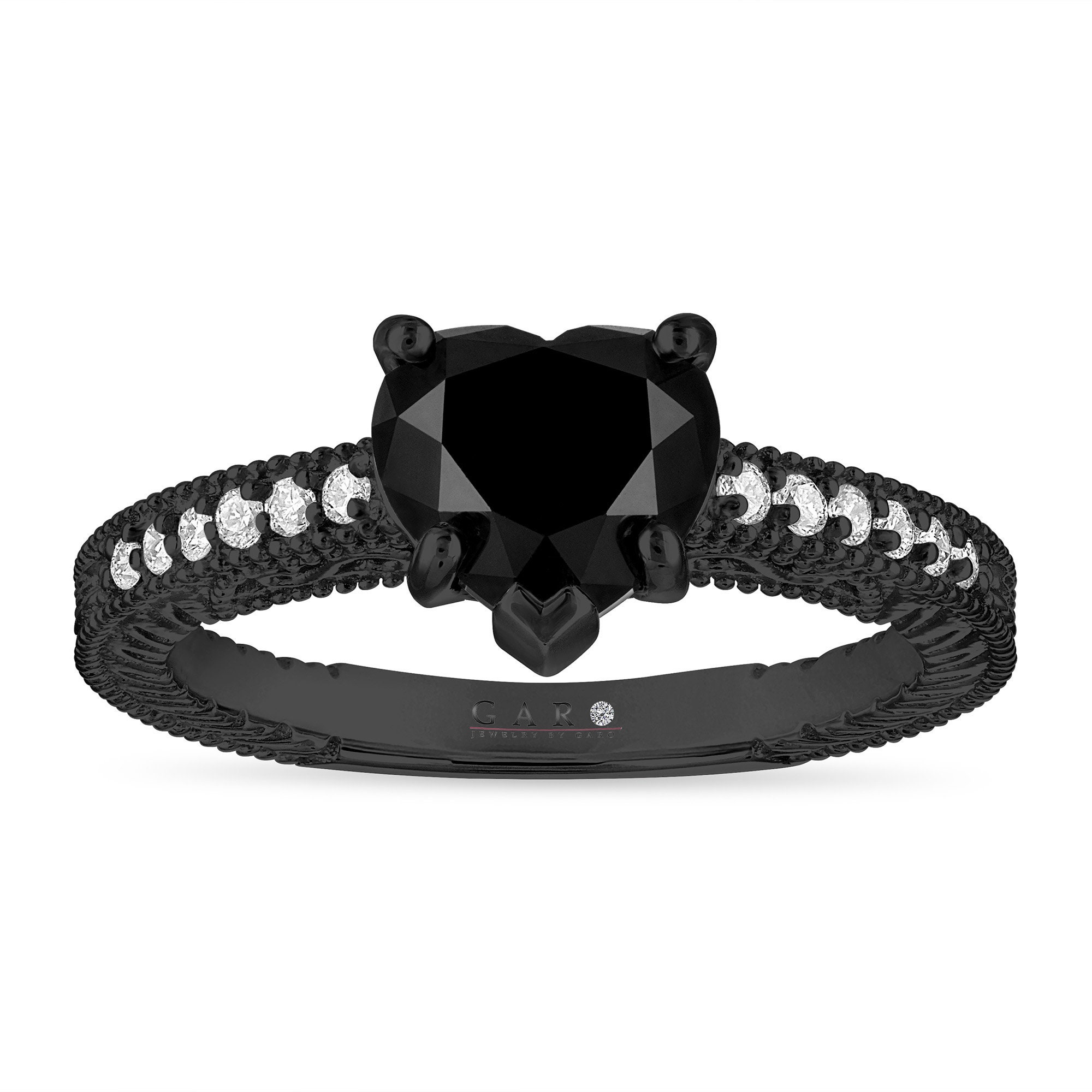 2 Carat Heart Shaped Black Diamond Engagement Ring Platinum 14K White Gold Rose Gold or Black Gold Filigree Unique Certified Handmade Etsy Canada