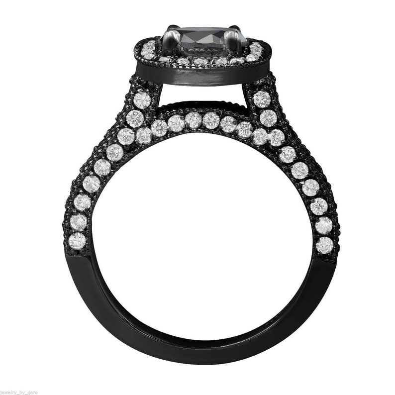 Black Gold Diamond Wedding Ring Black & White Diamond Etsy