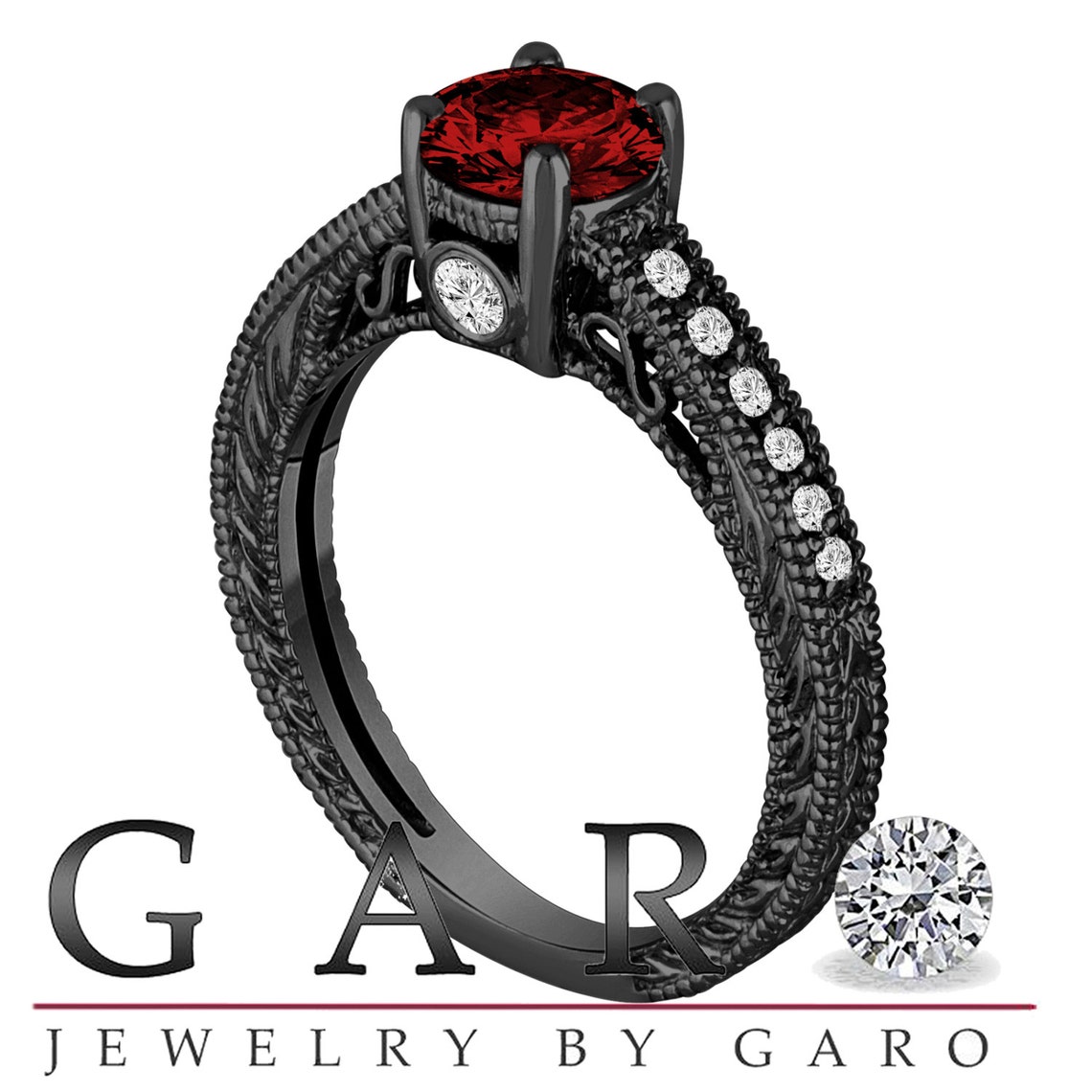 Red Diamond Engagement Ring Fancy Red Diamond Wedding Ring Etsy