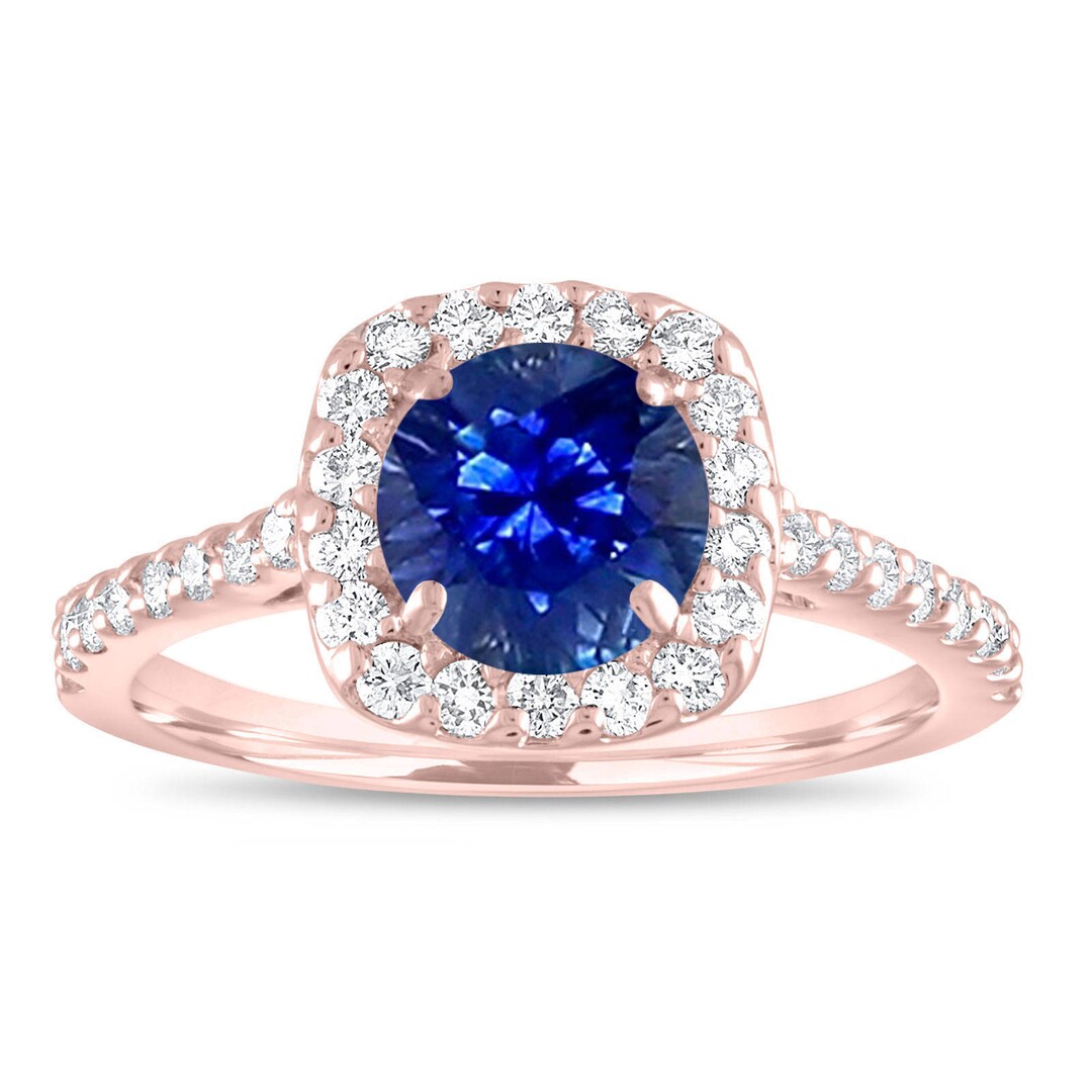 Sapphire Engagement Ring Rose Gold Sapphire and Diamonds - Etsy