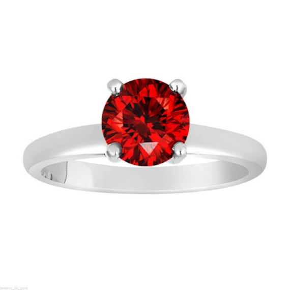 1.01 Carat Red Diamond Solitaire Engagement Ring Platinum or 14K