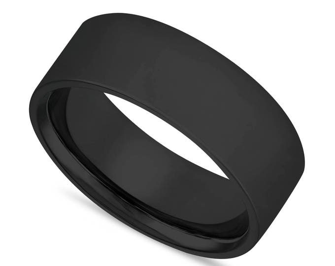 Vintage Wedding Band, Mens Wedding Ring, Flat 8 Mm Wedding Band, 14K