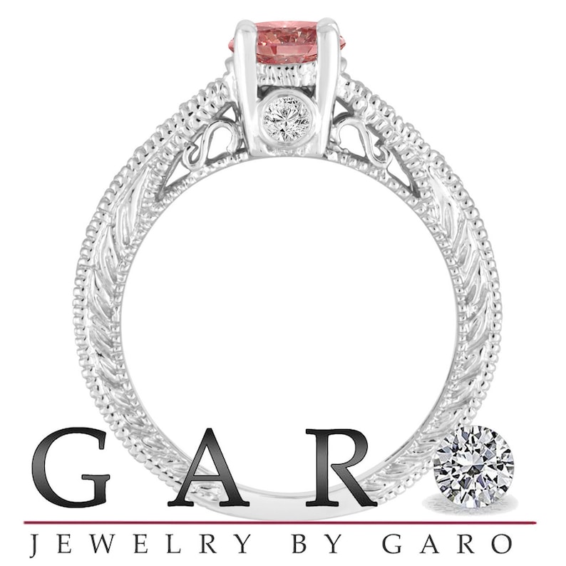 Pink Diamond Engagement Ring Fancy Pink Diamond Wedding Ring Etsy