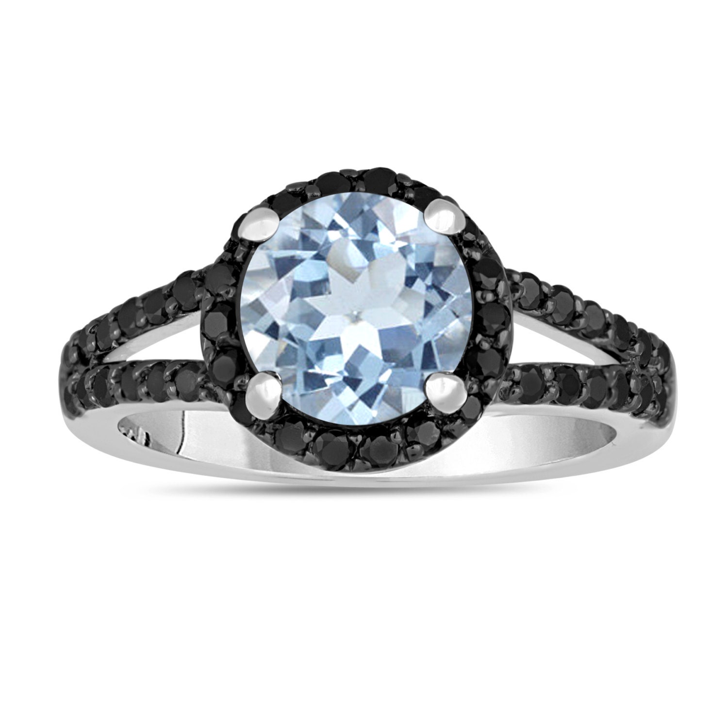Aquamarine and black diamond best sale ring