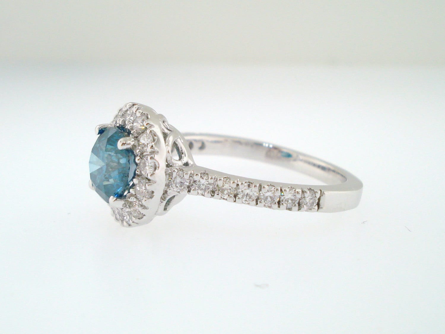 1.61 Carat Blue Diamond Engagement Ring Blue Diamond Wedding - Etsy