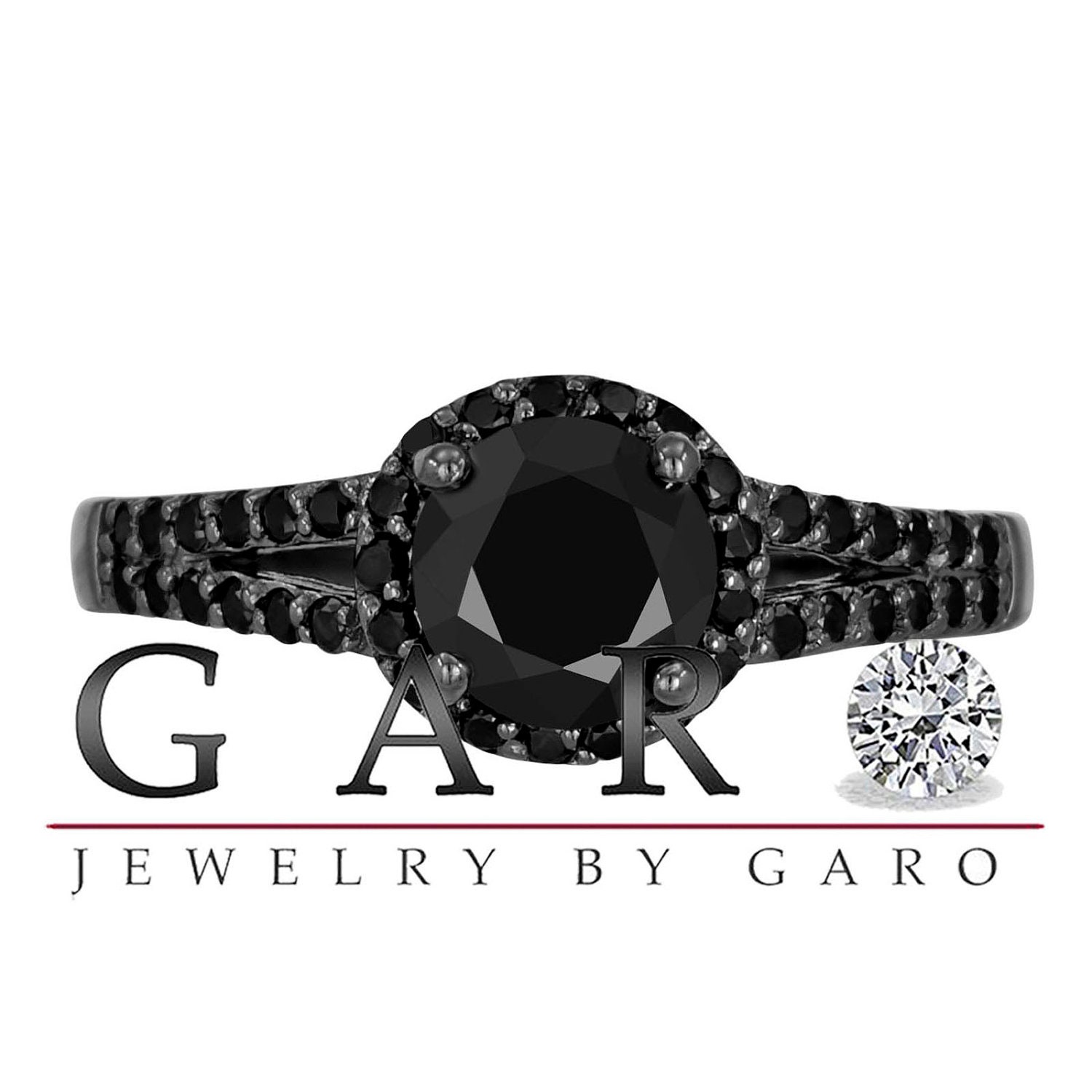 Black Diamond Engagement Ring Black Gold Engagement Ring Etsy