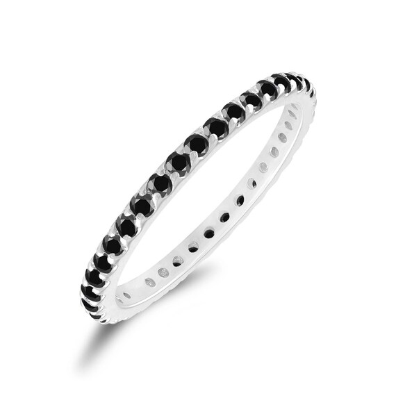 Platinum Black Diamond Eternity Wedding Band 0.60 Carat Etsy