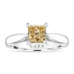 Cushion Cut Champagne Diamond Engagement Ring 14k White Gold Or Black Gold 1.03 Carat Unique Certified Handmade
