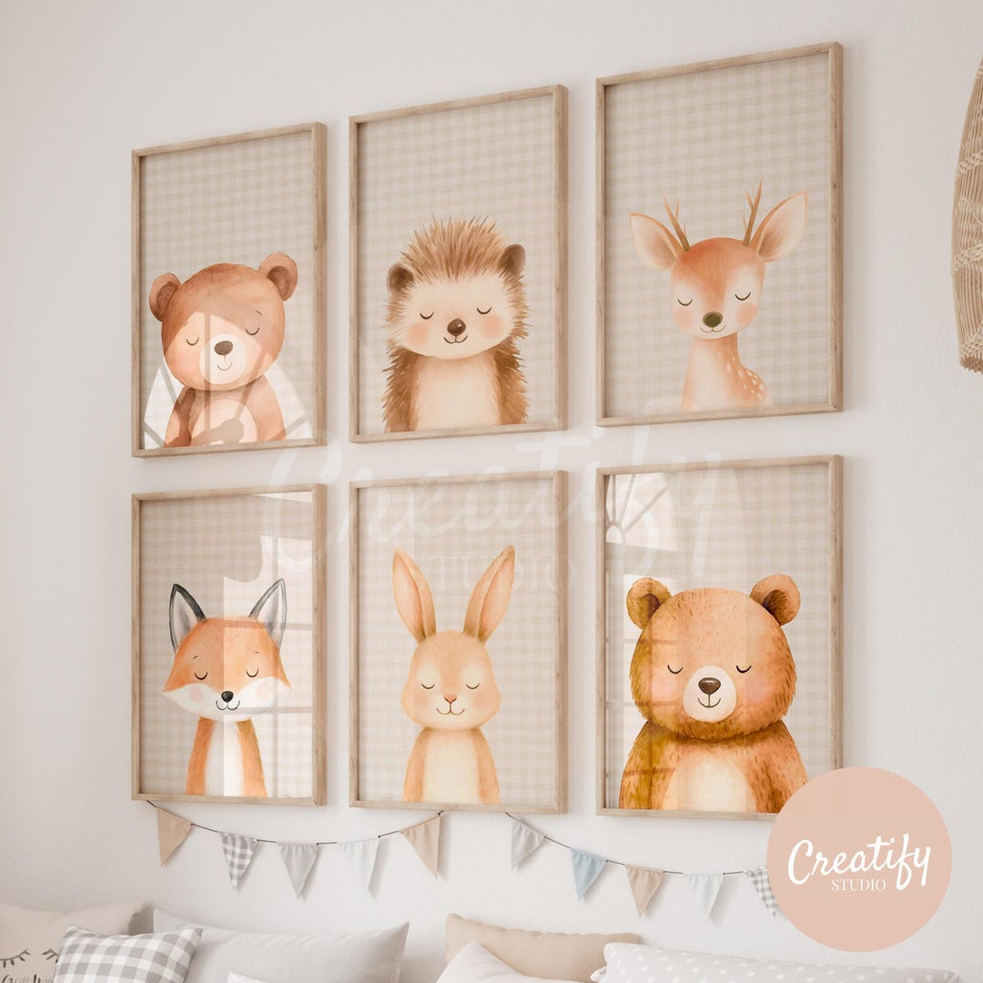 Woodland Animal Nursery Prints – Watercolor Forest Animals Art (digital ...