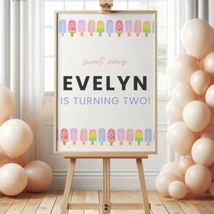 Popsicle Birthday Sign, Pastel Popsicle Welcome Signs Template, Ice Cream Welcome Poster, Summer Party Decoration, Custom Birthday Signs