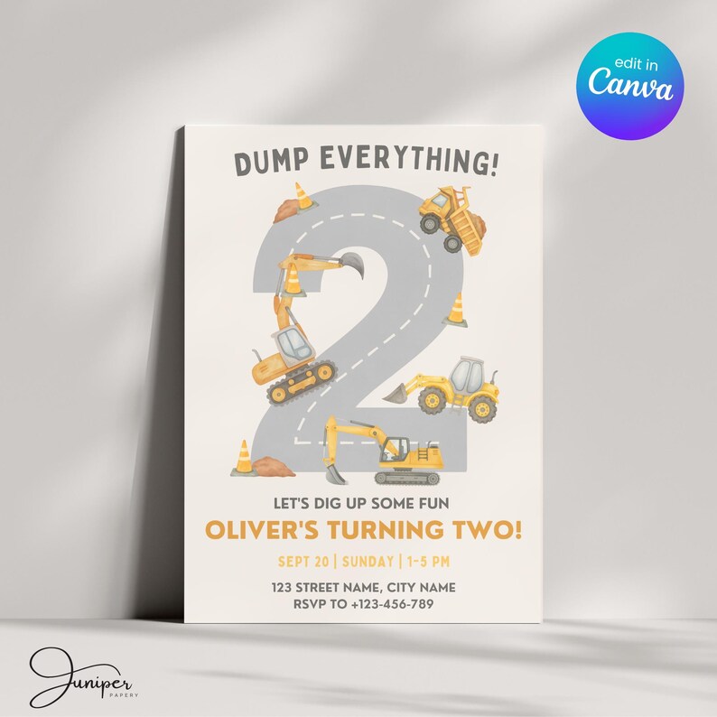2nd Birthday Construction Invite