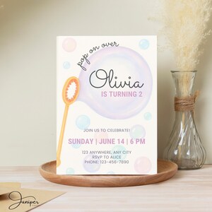 Bubble Birthday Invitation Canva Template