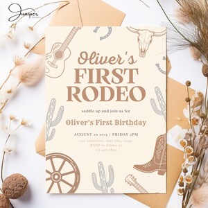 My First Rodeo Birthday Baby Boy Invite, First Birthday Invitation Boy, My First Rodeo Birthday Invitate, Cowboy First Rodeo Birthday Invite image 6