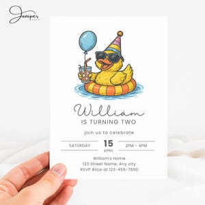 Rubber Duck Invitation, Summer Birthday Invite, Duck Pool Party Invitation, Two The Pool Birthday Invitation, In My Pool Party Invite