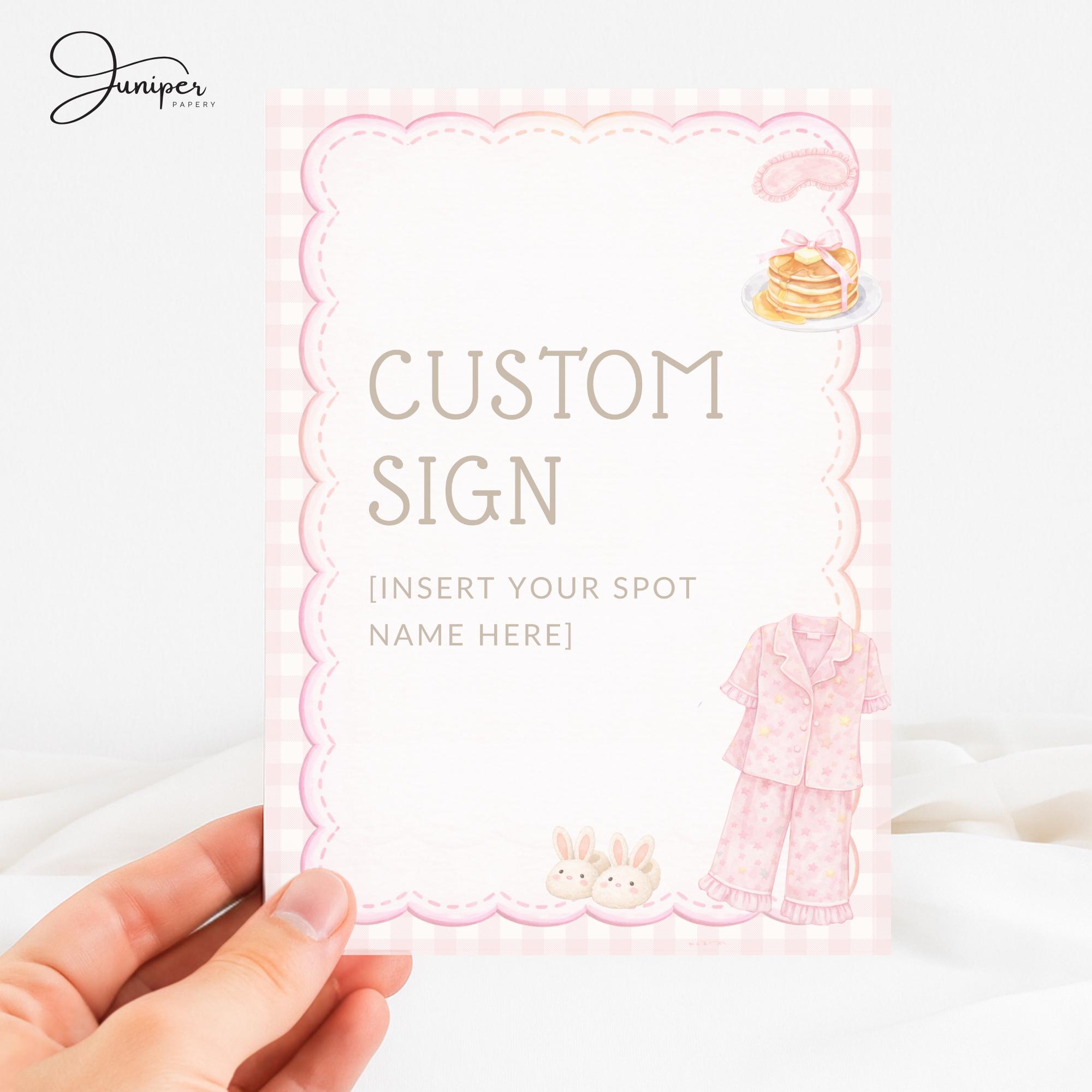 Pyjamas Signage Editable Pajamas & Pancake Birthday Table Signs, Breakfast Party Table ...