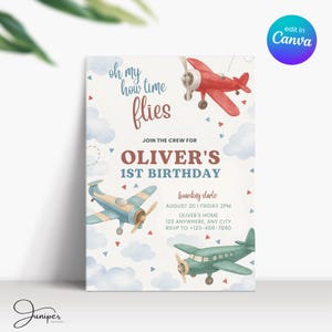 Convite de aviação, convite de avião, convite de aniversário de primeiro voo, convite de aniversário de transporte de veículo, convite de pequeno aviador