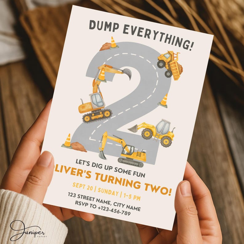 2nd Birthday Construction Invite