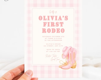 My First Rodeo Girl Birthday Invite, First Birthday Invitation Girl, My First Rodeo Birthday Invitate, Cowgirl First Rodeo Birthday Invite
