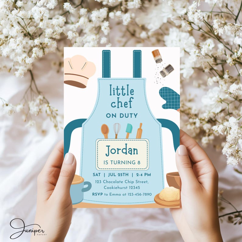 Editable Cooking Birthday Invitation, Little Chef Cooking Birthday ...