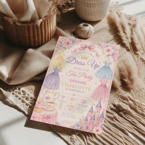 Princess Dress Birthday Invitation, Fairy Tale Princess Tea Party Invite, Royal Dresses Birthday Invite, Dress Up Princess Party Invite