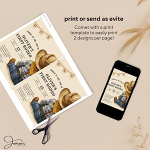 My First Rodeo Birthday Baby Boy Invite, First Birthday Invitation Boy, My First Rodeo Birthday Invite, Cowboy First Rodeo Birthday Invite