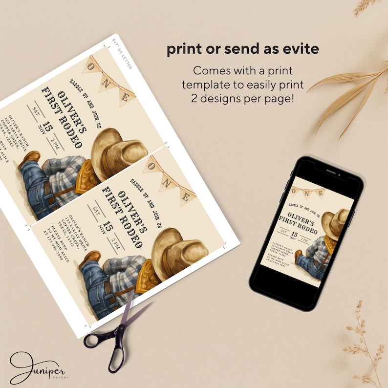 My First Rodeo Birthday Baby Boy Invite, First Birthday Invitation Boy, My First Rodeo Birthday Invite, Cowboy First Rodeo Birthday Invite