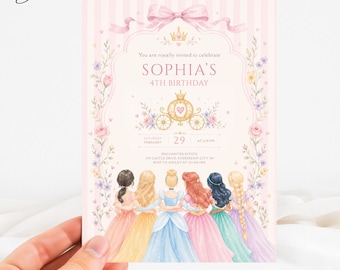 Princess Dress Birthday Invitation, Princess Gown Birthday Template, Fairytale Royal Princess Gown Birthday Party, Dress Up Party Theme