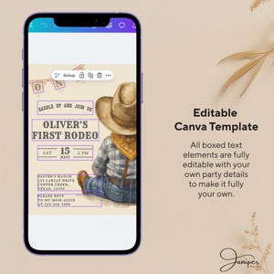 My First Rodeo Birthday Baby Boy Invite, First Birthday Invitation Boy, My First Rodeo Birthday Invite, Cowboy First Rodeo Birthday Invite